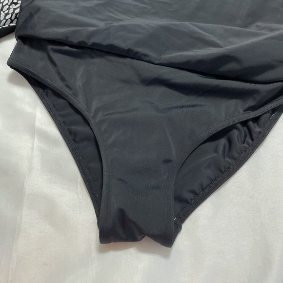 ZEROXPOSUR  Bikini Skirt Swimsuit Woman’s Size 10 Tie Padded Reversible Black - Picture 8 of 12